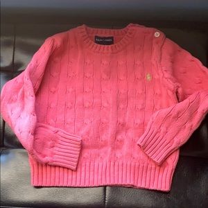 Ralph Lauren 3T Girls Pink Cable Knit Sweater